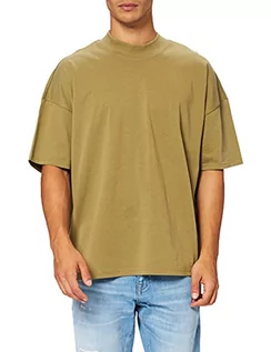 Koszulki męskie - Urban Classics Koszulka męska oversized Mock Neck Tee T-Shirt, khaki, M - grafika 1