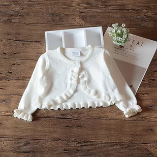Slowmoose Sweter z kardiganem dla dzieci - odzież wierzchnia z długim rękawem Biały 18M - Bluzki dla niemowląt - miniaturka - grafika 1