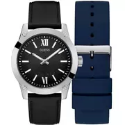 Zegarki męskie - Srebrny zegarek męski Guess Crescentz dodatkowym paskiem GW0630G1 - miniaturka - grafika 1
