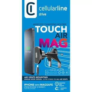 Cellularline Touch Air Mag - Magnetyczny uchwyt samochodowy z ładowaniem bezprzewodowym MagSafe 7,5W (czarny) - Pozostałe akcesoria do telefonów - miniaturka - grafika 4