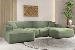 Sofa w kształcie U SIENA narożnik tkanina Poso jasnozielony - Narożniki - miniaturka - grafika 1