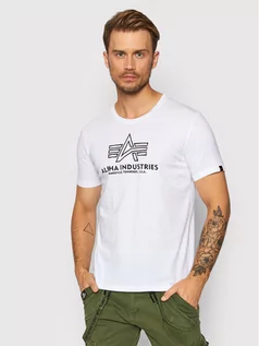 Koszulki męskie - Alpha Industries T-Shirt Basic 118505 Biały Regular Fit - grafika 1