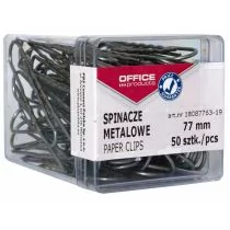 Office products OFFICE PRODUCTS Spinacze metalowe 77mm, w pudełku, 50szt., srebrne 18087763-19 - Spinacze i klipsy do papieru - miniaturka - grafika 1