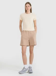 Damskie spodenki dresowe 4F 4FWMM00TSHOF771 - beżowe - Spodnie sportowe damskie - miniaturka - grafika 1