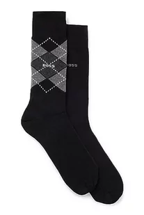 BOSS Męskie 2P RS Argyle CC średniej wysokości skarpety z mieszanki bawełny, dwupak, czarny (Black1), 39-42 EU - Skarpetki męskie - miniaturka - grafika 1