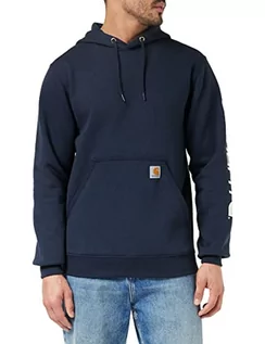 Bluzy męskie - Carhartt Męska bluza z kapturem o luźnym kroju z logo średniej wagi, szary melanż, XXL - grafika 1
