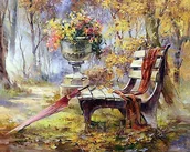 Dekoratorstwo - Haft Diamentowy Leśna Ławka 55x75 cm - miniaturka - grafika 1