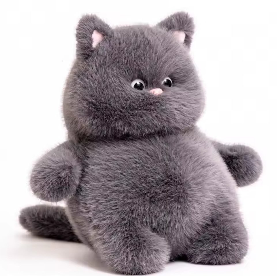 Maskotka pluszak śmieszny szary gruby kot kotek 35 cm