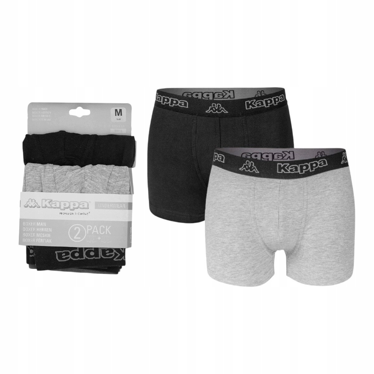 KAPPA BOKSERKI MĘSKIE MAJTKI 2P CZARNE/SZARE r.L