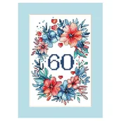 Pasmanteria - Haft krzyżykowy - Zestaw do haftu - Kartka urodzinowa z kwiatową kompozycją - miniaturka - grafika 1