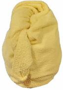 Ręczniki - Kaptur kąpielowy ręcznik do włosów żółty - miniaturka - grafika 1