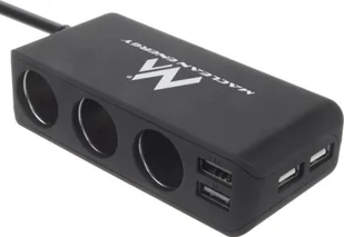 Ładowarka Maclean Rozdzielacz gniazda zapalniczki samochodowej Maclean MCE117A 3 gniazda, USB: 2 x 2.4A + 2 x 1A woltomierz max 120W czarny gumow - Ładowarki samochodowe - miniaturka - grafika 1