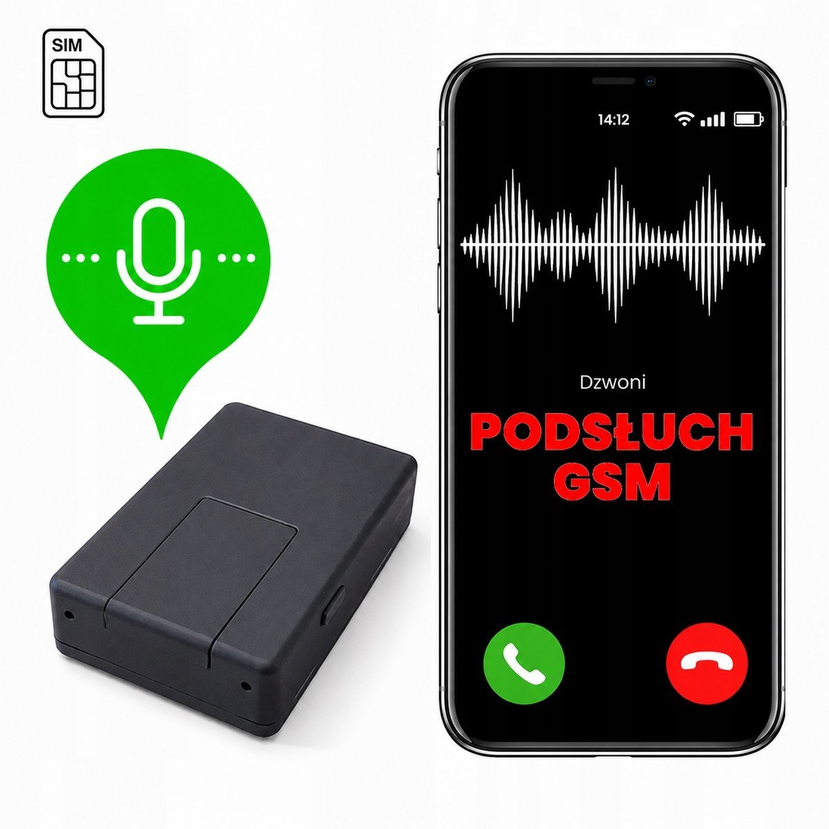 Mini podsłuch pluskwa szpiegowski GSM N11 SIM - aktywacja głosem detekcja