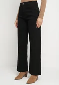 Spodnie damskie - Czarne Szerokie Jeansy z Bawełny z Wysokim Stanem Lediane - miniaturka - grafika 1