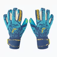 Piłka nożna - Rękawice bramkarskie Reusch Attrakt Freegel Aqua Windproof true blue/gold/aqua blue - miniaturka - grafika 1