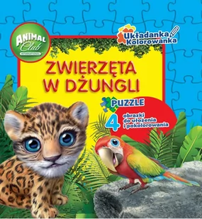 ZWIERZĘTA W DŻUNGLI UKŁADANKA KOLOROWANKA PUZZLE Opracowanie zbiorowe - Książki edukacyjne - miniaturka - grafika 1