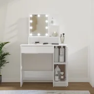 Toaletki - Lumarko Toaletka z oświetleniem LED, biała z połyskiem, 86,5x35x136 cm - miniaturka - grafika 1