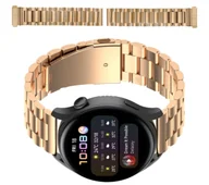 Akcesoria do smartwatchy - Bizon Pasek ze stali nierdzewnej Strap Watch Aura 18 mm do smartwatcha, różowozłoty - miniaturka - grafika 1