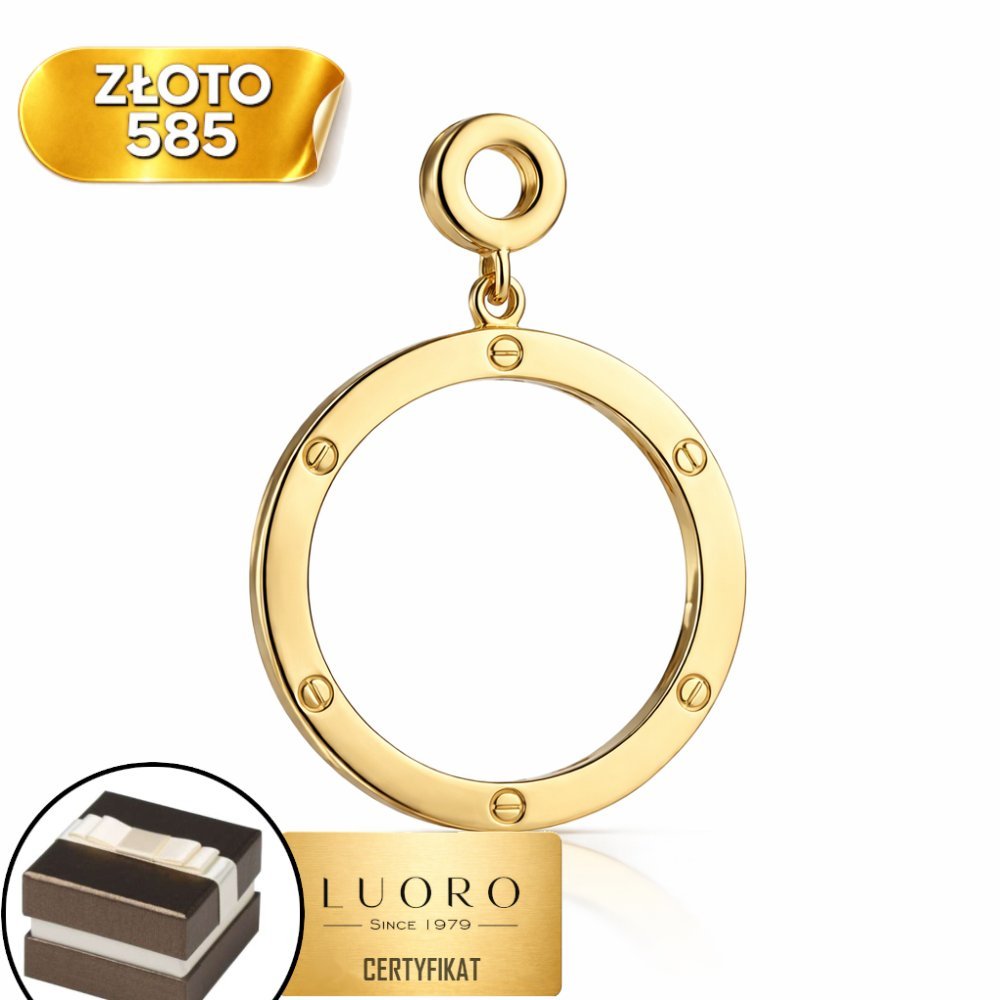 ZAWIESZKA ZŁOTA 585 14K KÓŁKO ZE ZDOBIENIEM 3,5 CM ELEGANCKA PRESTIŻOWA