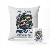 Gadżety dla niej i dla niego - ZESTAW PODUSZKA + KUBEK Prezent dla wędkarza + IMIĘ 5 - miniaturka - grafika 1