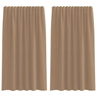 Zasłony - vidaXL Zasłony woalowe z kieszeniami na drążek 2 szt. Jasnobrązowe - miniaturka - grafika 1