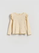Bluzki dla niemowląt - Reserved - Prążkowana bluzka z haftem - kremowy - miniaturka - grafika 1