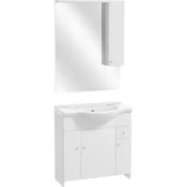 Szafki łazienkowe - Zestaw szafka z umywalką i lustrem MALIBU D75 DSM L1523 bez cokołu 4D1S biały - miniaturka - grafika 1