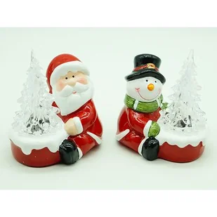 Figura bałwan/mikołaj LED ceramika - Ozdoby bożonarodzeniowe - miniaturka - grafika 1