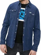 Koszule męskie - GUESS KOSZULA CASUAL JEANSOWA Z DŁUGIM RĘKAWEM I PAGONAMI L GXA - miniaturka - grafika 1