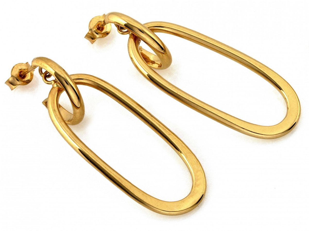 Kolczyki złote 585 wiszące owalne na sztyfcie 1.96g