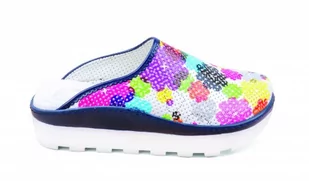 Obuwie zawodowe CARINE LUX SABO rozm. 39 Trepy medyczne, chodaki perforacja 040 biała podeszwa kolorowa mozaika - Odzież medyczna - miniaturka - grafika 1