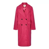 Płaszcze damskie - YAS Damski płaszcz wełniany Yasmila Ls Wool Mix Coat S. Noos, fuksja, purpurowy, XL - miniaturka - grafika 1