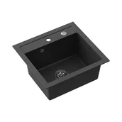 Zlewozmywaki - Zlewozmywak granitowy jednokomorowy czarny Root Chef Box, 500 x 470 x 185 mm - miniaturka - grafika 1