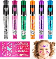 Zabawki kreatywne - TATUAŻE BROKATOWE DLA DZIECI ŻELOWE DŁUGOPISY + SZABLONY - miniaturka - grafika 1