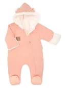 Pajacyki dla niemowląt - Niemowlęcy pajac dresowy ocieplany futerkiem łososiowy Nicol,r.80 - miniaturka - grafika 1