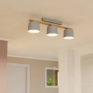 Lampy sufitowe - Lampa sufitowa Mariel 3-punktowa jasnoszara drewno - miniaturka - grafika 1