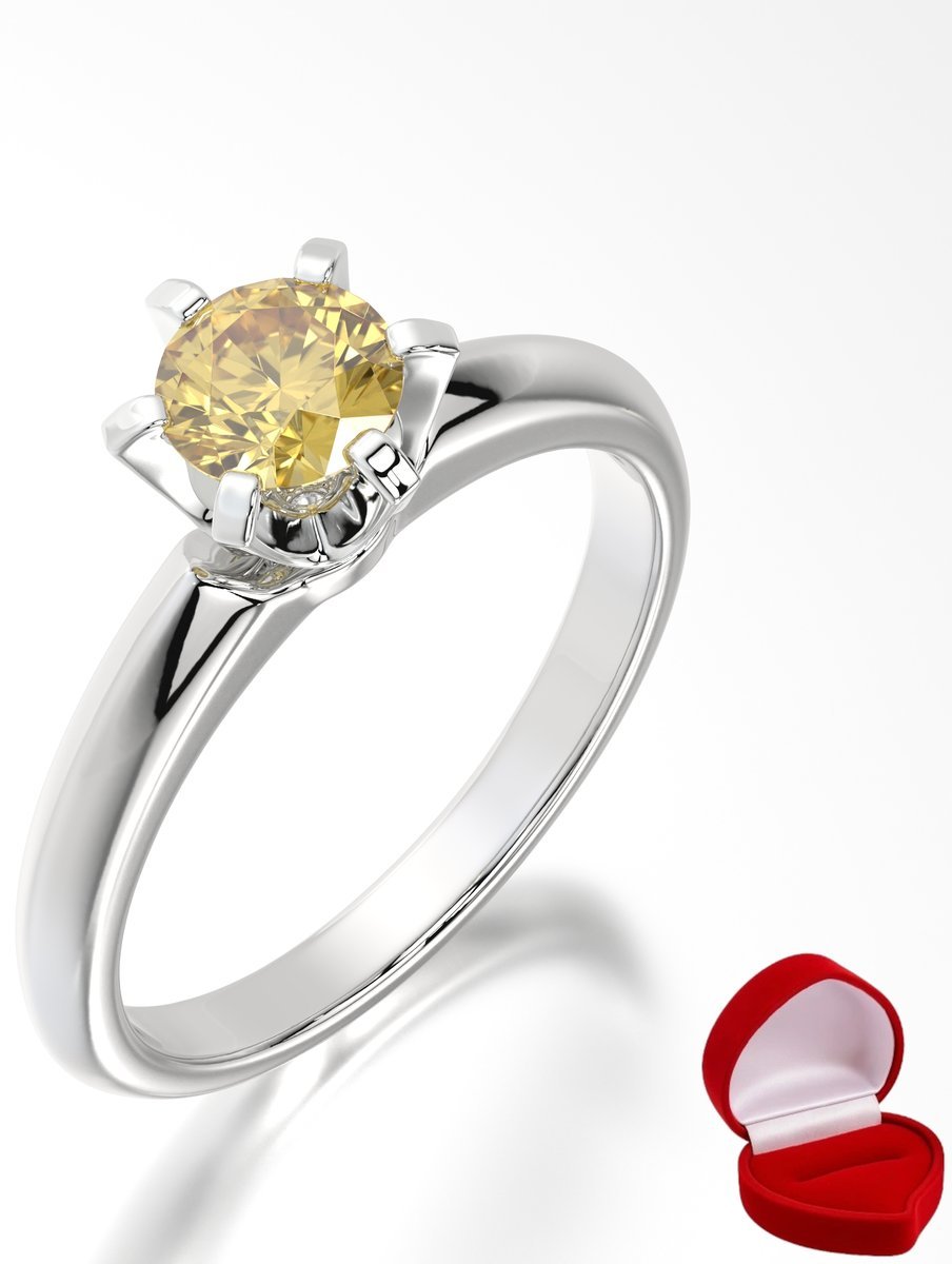 ZŁOTY PIERŚCIONEK ZARĘCZYNOWY 585 14k SZAFIR 0,50 ct BIAŁE ZŁOTO R22