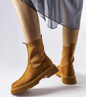 Botki damskie - Brązowe botki eko-zamsz Big Star MM274541-39 - miniaturka - grafika 1