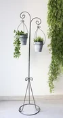 Kwietniki - Metalowy Stojak Kwietnik na Rośliny z 2 Wiszącymi Doniczkami – 141,5 cm - miniaturka - grafika 1