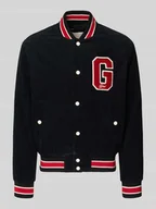 Kurtki męskie - Kurtka baseballowa ze sztruksu z detalem z logo - miniaturka - grafika 1