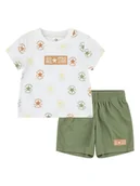 Kaftaniki dla niemowląt - Converse 2-częściowy zestaw w kolorze biało-oliwkowym - miniaturka - grafika 1