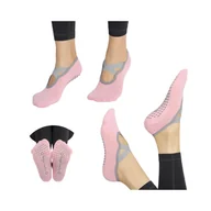 Skarpetki damskie - Skarpetki antypoślizgowe do jogi, fitnessu, pilatesu różowe z gumkami - miniaturka - grafika 1