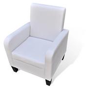 Fotele - vidaXL Miękki nowoczesny fotel ze sztucznej skóry biały - miniaturka - grafika 1