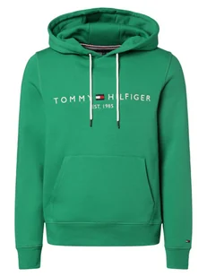 Tommy Hilfiger Męski sweter z kapturem Mężczyźni zielony jednolity, M - Swetry męskie - miniaturka - grafika 1