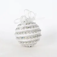 Bombki - Bombka dekoracyjna styropianowa 10 cm biało-srebrna - miniaturka - grafika 1