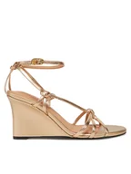 Sandały damskie - Tommy Hilfiger Sandały Metal Leather Knots Wedge Sandal FW0FW08801 Złoty - miniaturka - grafika 1