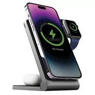 Ładowarki do telefonów - Energea MagTrio składana ład. indukcyjna 3w1 15W Fast Charging szary/gunmetal MagSafe - miniaturka - grafika 1