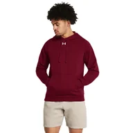 Bluzy sportowe męskie - Męska bluza dresowa nierozpinana z kapturem Under Armour UA Rival Fleece Hoodie - czerwona - UNDER ARMOUR - miniaturka - grafika 1