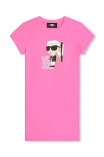Sukienki i spódniczki dla dziewczynek - Karl Lagerfeld sukienka dziecięca kolor różowy mini prosta - grafika 1