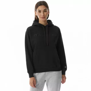 Bluzy sportowe damskie - Damska bluza dresowa nierozpinana z kapturem Champion Rochester Hooded Sweatshirt - czarna - CHAMPION - grafika 1